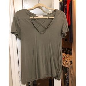 Urban Outfitters Army Green V-neck Top